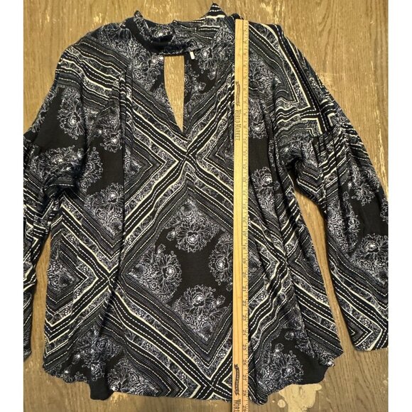 Free People Walking On A Dream Tunic Shirt Black Size Large Boho Long Sleeve - Picture 5 of 13